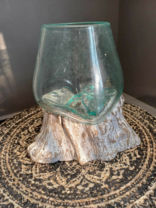 verre soufflé bois blanchi indonésie bali pas cher