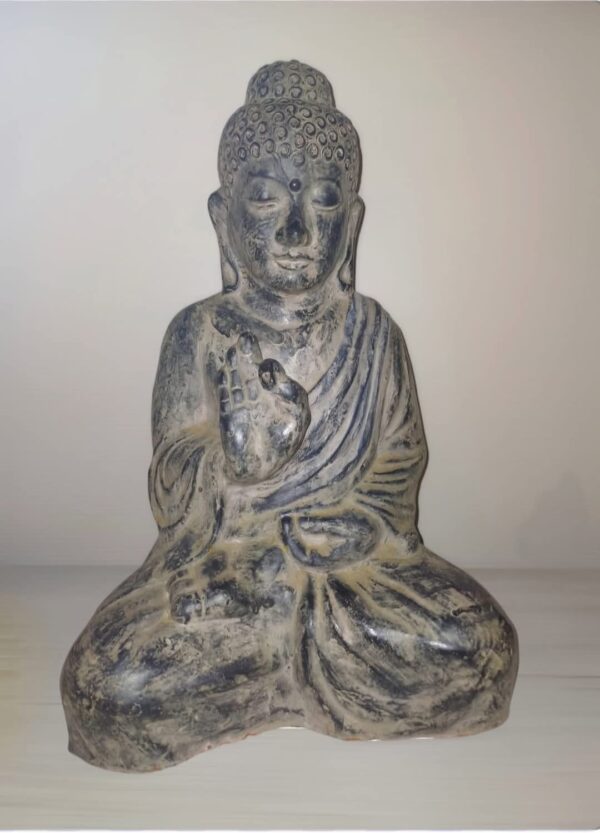Statue Bouddha effet béton terre cuite Népal